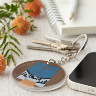 Round Acrylic Keychain - Winter Snow Globe