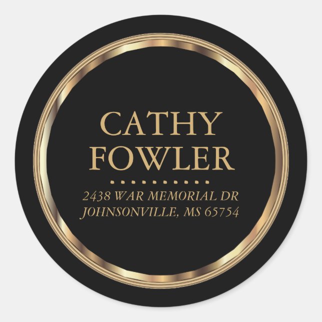 Round Address Gold and Black Labels (Front)