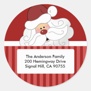 ROUND ADDRESS LABELS Cute Santa Claus Holiday