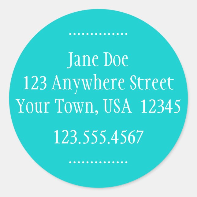 Round Address & Phone Number Label (Front)