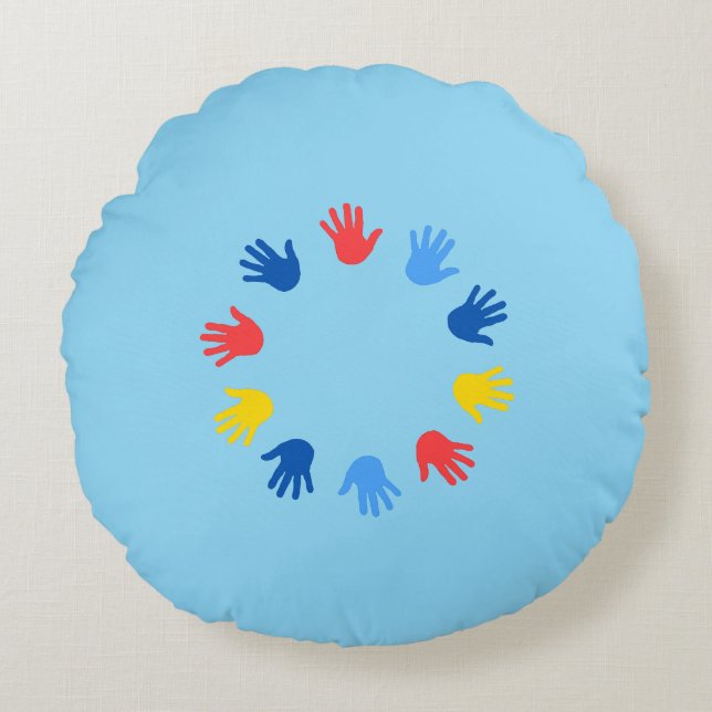 Round Almofada (40.64cm) Hands Cushion (Front)