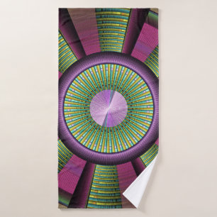 Round And Colourful Modern Decorative Fractal Art Bath Towel