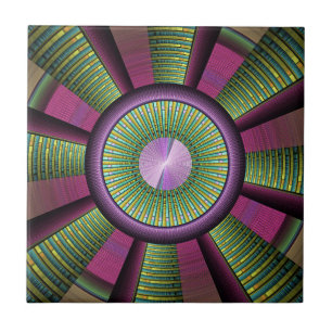 Round And Colourful Modern Decorative Fractal Art Ceramic Tile