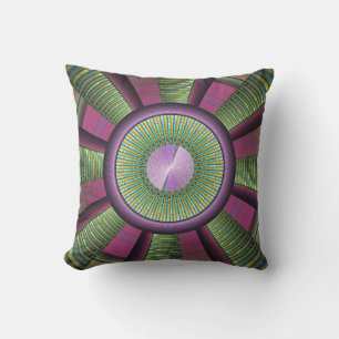 Round And Colourful Modern Decorative Fractal Art Cushion