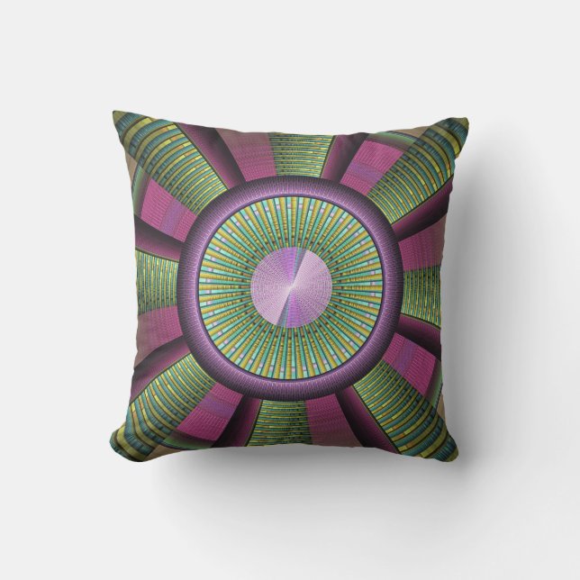 Round And Colourful Modern Decorative Fractal Art Cushion (Front)