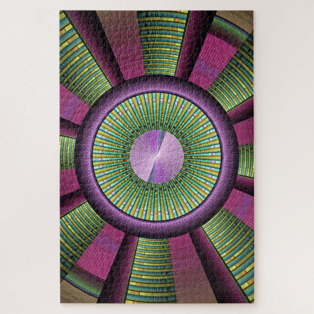 Round And Colourful Modern Decorative Fractal Art Jigsaw Puzzle (Vertical)