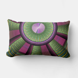 Round And Colourful Modern Decorative Fractal Art Lumbar Cushion