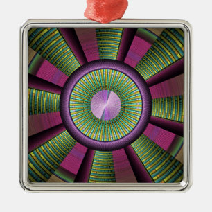 Round And Colourful Modern Decorative Fractal Art Metal Ornament