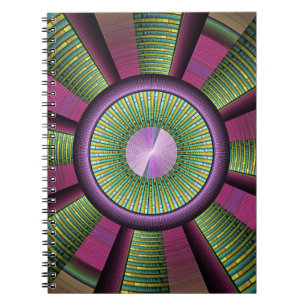 Round And Colourful Modern Decorative Fractal Art Notebook