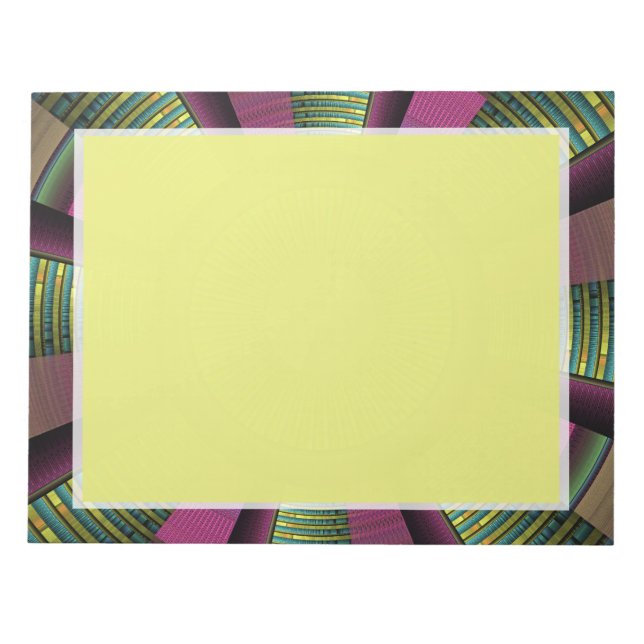 Round And Colourful Modern Decorative Fractal Art Notepad (Front)