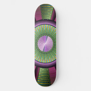 Round And Colourful Modern Decorative Fractal Art Skateboard