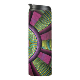 Round And Colourful Modern Decorative Fractal Art Thermal Tumbler