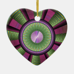 Round And Colourful Modern Decorative Fractal Hear Ceramic Ornament