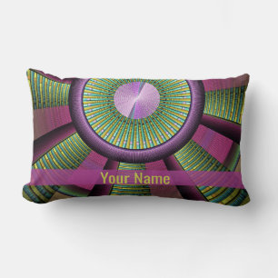 Round And Colourful Modern Decorative Fractal Name Lumbar Cushion