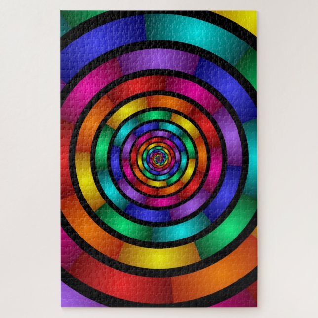 Round and Psychedelic Colorful Modern Fractal Art Jigsaw Puzzle (Vertical)
