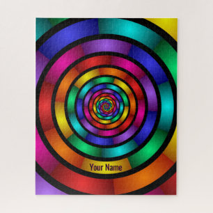 Round and Psychedelic Colourful Modern Art Name Jigsaw Puzzle