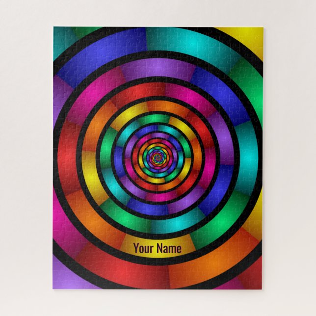 Round and Psychedelic Colourful Modern Art Name Jigsaw Puzzle (Vertical)