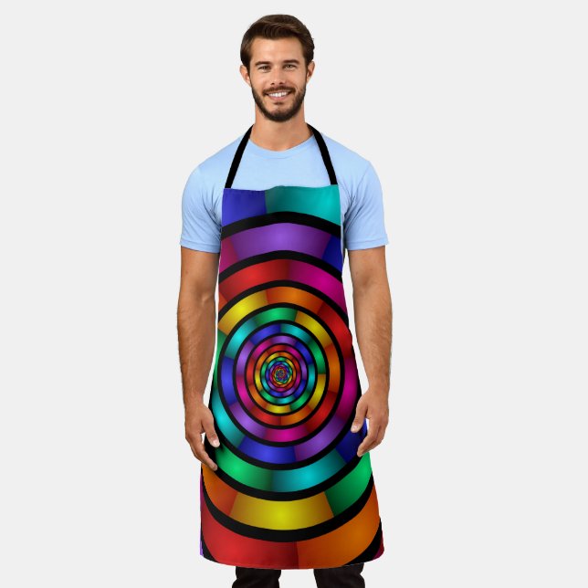 Round and Psychedelic Colourful Modern Fractal Art Apron (Worn)