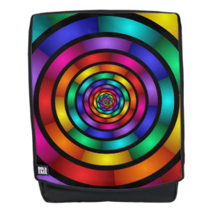 Round and Psychedelic Colourful Modern Fractal Art Backpack