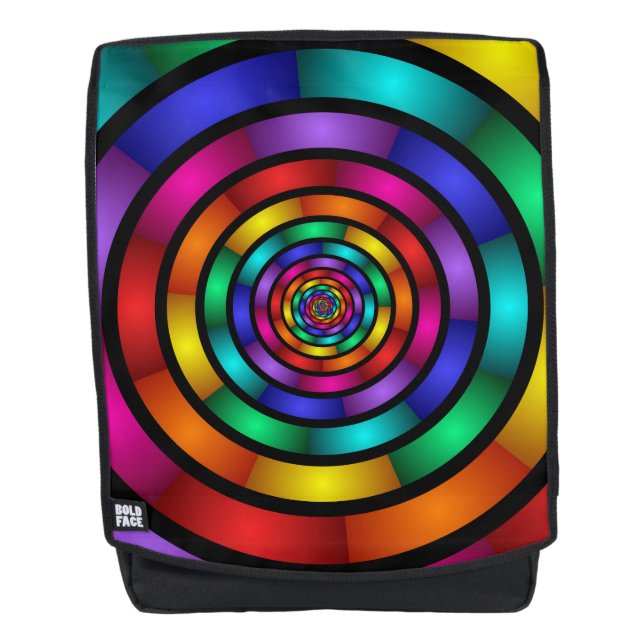 Round and Psychedelic Colourful Modern Fractal Art Backpack (Front)