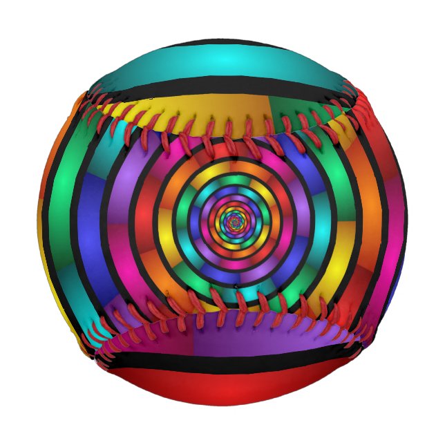 Round and Psychedelic Colourful Modern Fractal Art Baseball (Front)