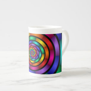 Round and Psychedelic Colourful Modern Fractal Art Bone China Mug