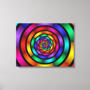 Round and Psychedelic Colourful Modern Fractal Art Canvas Print