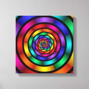 Round and Psychedelic Colourful Modern Fractal Art Canvas Print