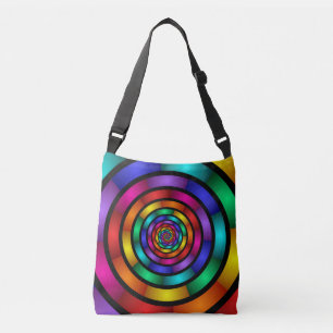 Round and Psychedelic Colourful Modern Fractal Art Crossbody Bag