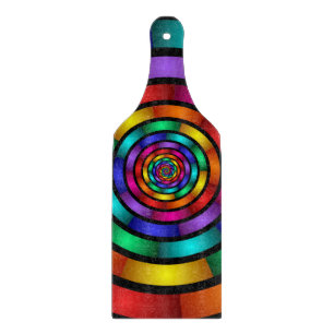 Round and Psychedelic Colourful Modern Fractal Art Cutting Board