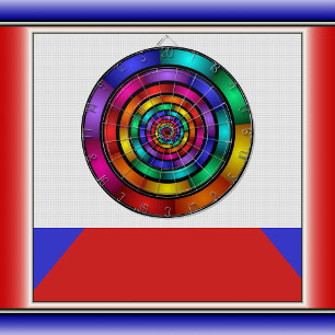 Round and Psychedelic Colourful Modern Fractal Art Dartboard
