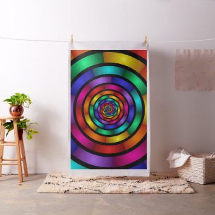 Round and Psychedelic Colourful Modern Fractal Art Fabric