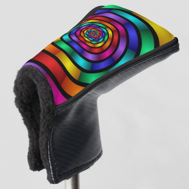 Round and Psychedelic Colourful Modern Fractal Art Golf Head Cover (3/4 Front)