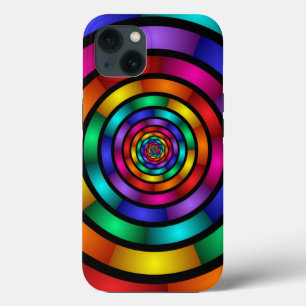 Round and Psychedelic Colourful Modern Fractal Art iPhone Case