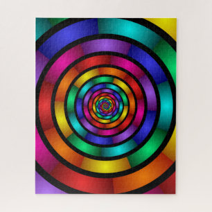 Round and Psychedelic Colourful Modern Fractal Art Jigsaw Puzzle
