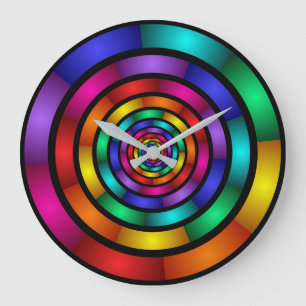 Round and Psychedelic Colourful Modern Fractal Art Large Clock
