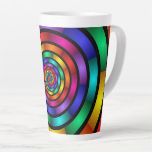 Round and Psychedelic Colourful Modern Fractal Art Latte Mug
