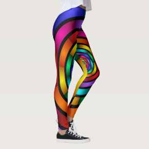 Round and Psychedelic Colourful Modern Fractal Art Leggings