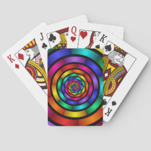 Round and Psychedelic Colourful Modern Fractal Art Playing Cards
