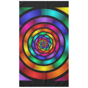 Round and Psychedelic Colourful Modern Fractal Art Tablecloth