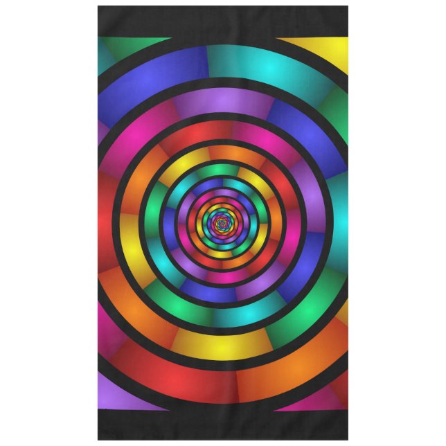Round and Psychedelic Colourful Modern Fractal Art Tablecloth (Front)