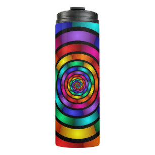 Round and Psychedelic Colourful Modern Fractal Art Thermal Tumbler