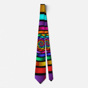 Round and Psychedelic Colourful Modern Fractal Art Tie