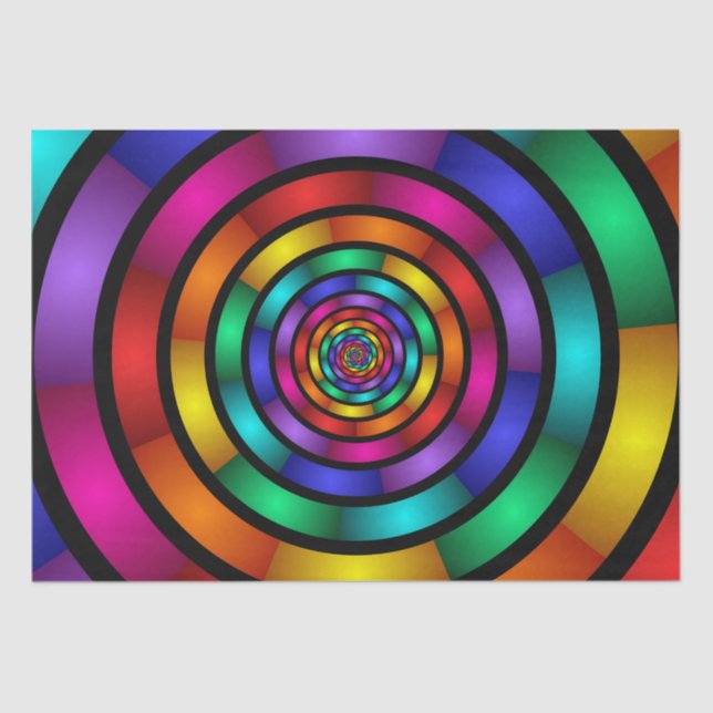 Round and Psychedelic Colourful Modern Fractal Art Tissue Paper (Front)