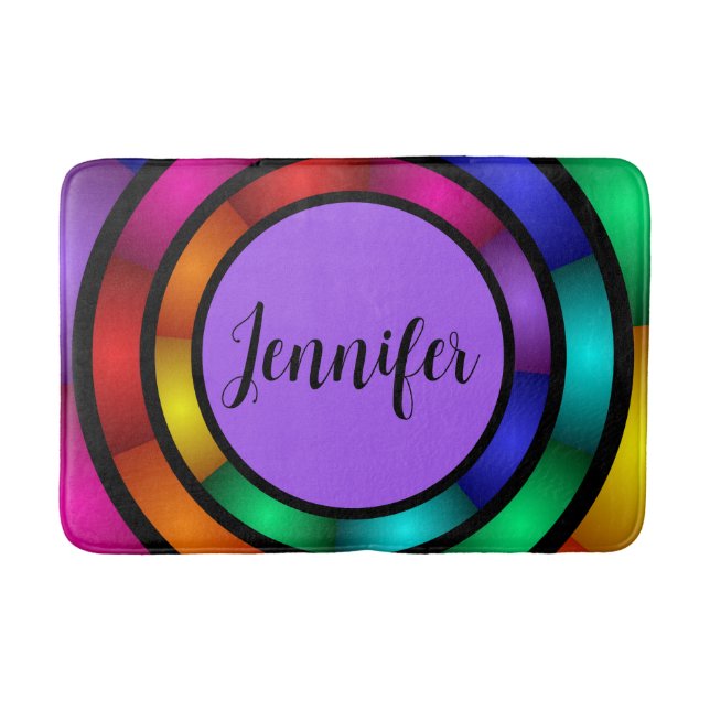 Round and Psychedelic Colourful Modern Fractal Nam Bath Mat (Front)