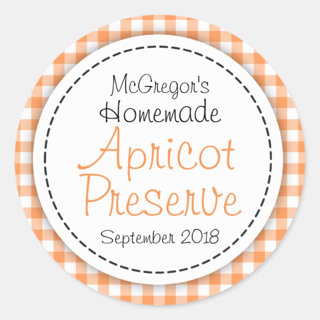 Round apricot preserve jam orange food label (Front)