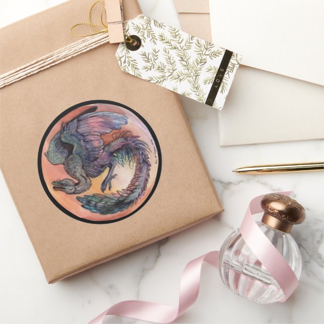 Round Archaeopteryx  Classic Round Sticker (Gifting)