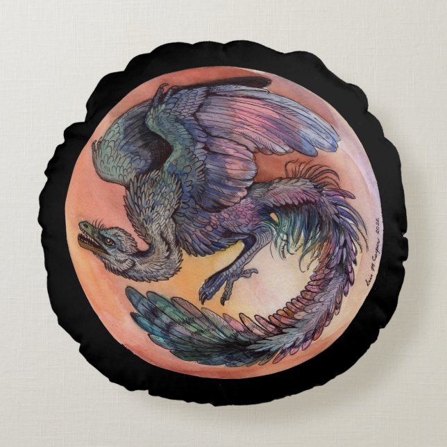 Round Archaeopteryx Pillow (Front)