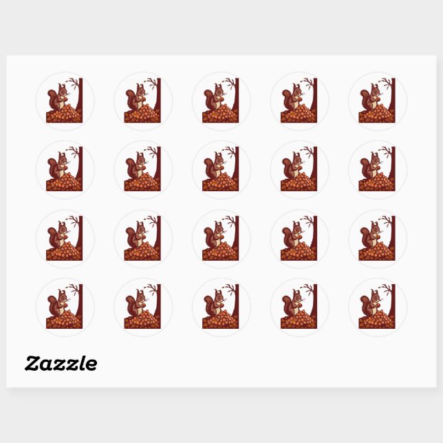 🐿️ Round Autumn Squirrel Stickers (Sheet)