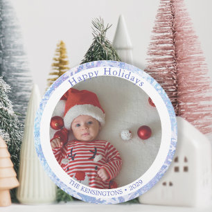 Round Baby’s First Christmas Photo Card